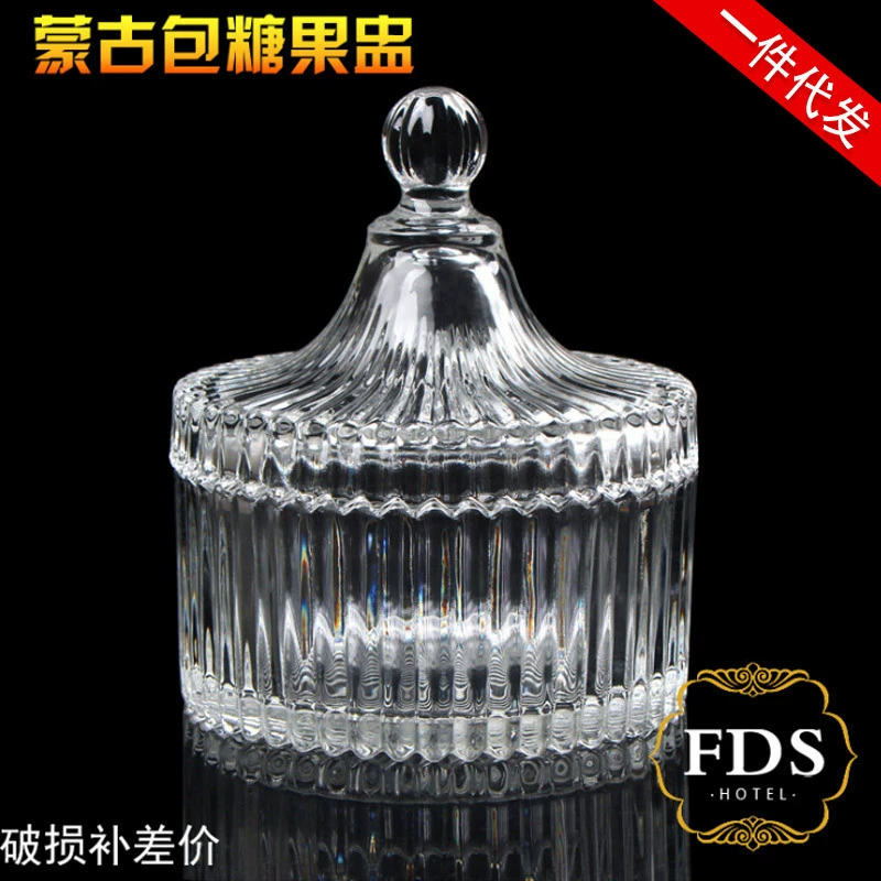 European Crystal Mongolian Bags Glass Bar Candle Cup Transparent Storage Bar Version Striped Candy Cup Smart Ceremony Magnetic Bowl