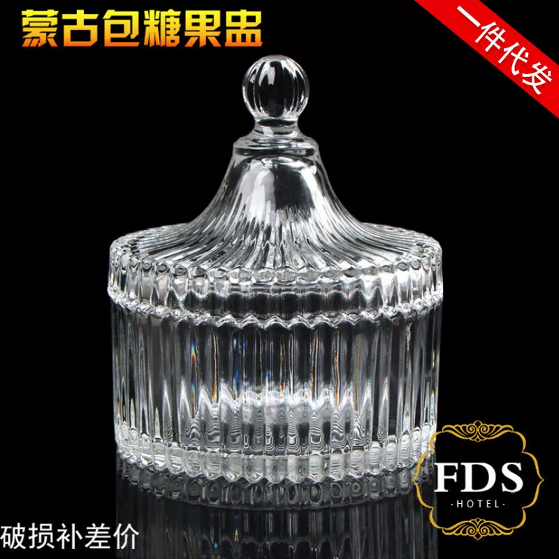 European Crystal Mongolian Bags Glass Bar Candle Cup Transparent Storage Bar Version Striped Candy Cup Smart Ceremony Magnetic Bowl