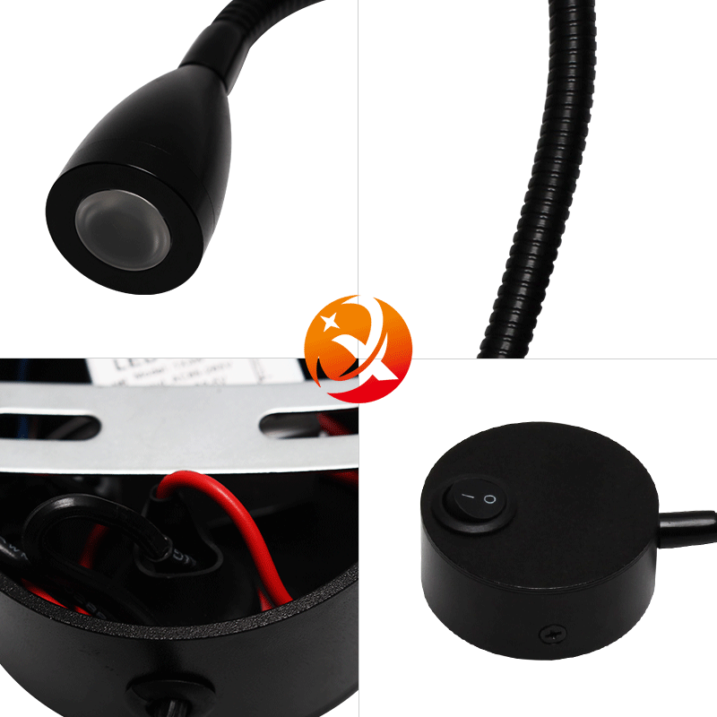 Lámpara de noche LED Lámpara de tubo de metal Lámpara de pared de cuello de cisne Lámpara de lectura europea