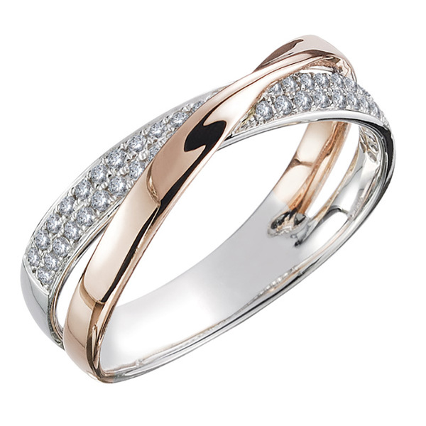 Cao Shi cross-border e-commerce new simple personality X-shaped two-color ladies zircon copper ring jewelry wholesale