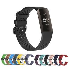 Suitable for Fitbit charge3 silicone strap charge4 air hole black buckle bracelet replacement wristband