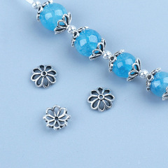 純銀花托s925圓珠隔珠素銀鏤空花帽泰銀DIY水晶手鍊飾品配飾散珠