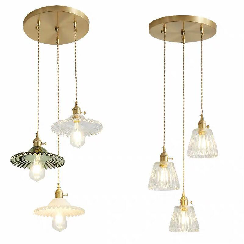 Nordic pequeña lámpara de una sola cabeza de cristal de cobre restaurante simple moderno país retro nostálgico creativo lámpara de la tienda de café