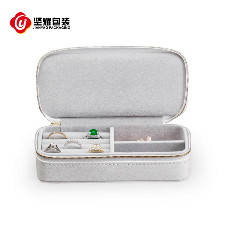 厂家直销首饰收纳盒 PU皮高端珠宝首饰拉链盒便携式首饰盒可DIY