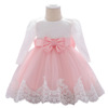 Lace small princess costume for early age with bow, evening dress, suitable for import, special occasion clothing