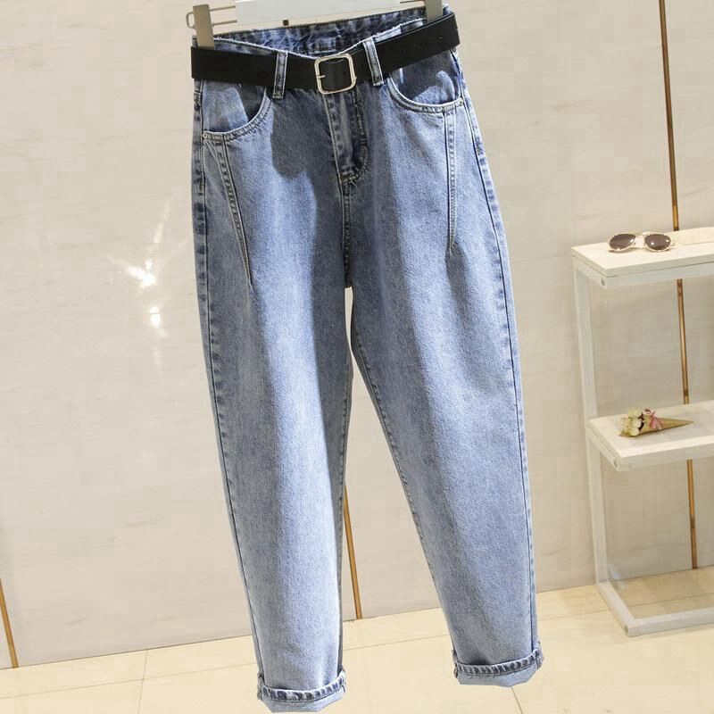 Light-Colored Women's Jeans 2026 New Korean Style High-Waisted Dad Jeans Loose Trendy Harem Carrot Pants Ins Fashion