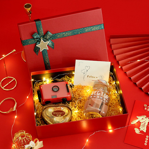 Christmas gift box red festive gift lipstick cosmetic gift packaging box wholesale