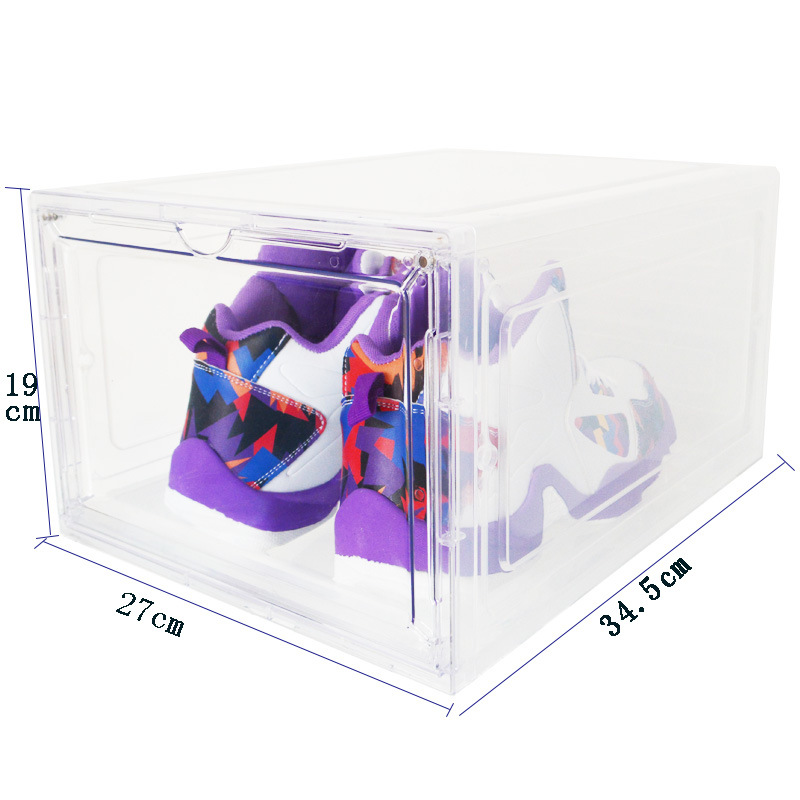 Caja de zapatos transparente puerta magnética engrosada caja de almacenamiento de plástico extraíble a prueba de polvo caja de almacenamiento de zapatos fuente al por mayor fabricante