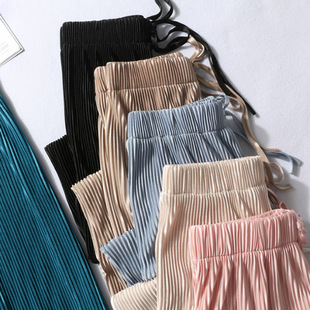 2025 Drape Spring and Summer Loose Casual Trousers Chiffon Trousers Ice Silk Women's Pants Pleated Slim Wide Leg Pants Women's Wholesale