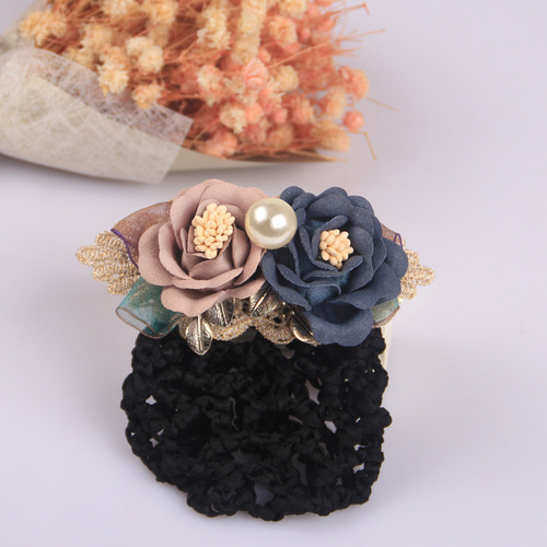 Pearl flower professional hair flower bank stewardess nurse hair net bag hair accessories hair clip Korean hairpin hair accessories for women