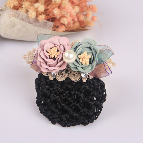 Pearl flower professional hair flower bank stewardess nurse hair net bag hair accessories hair clip Korean hairpin hair accessories for women