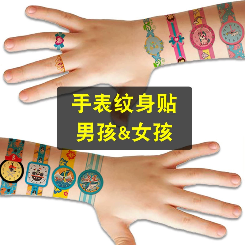 Cartoon disposable tattoo stickers, fresh waterproof hand stickers, watch, wholesale