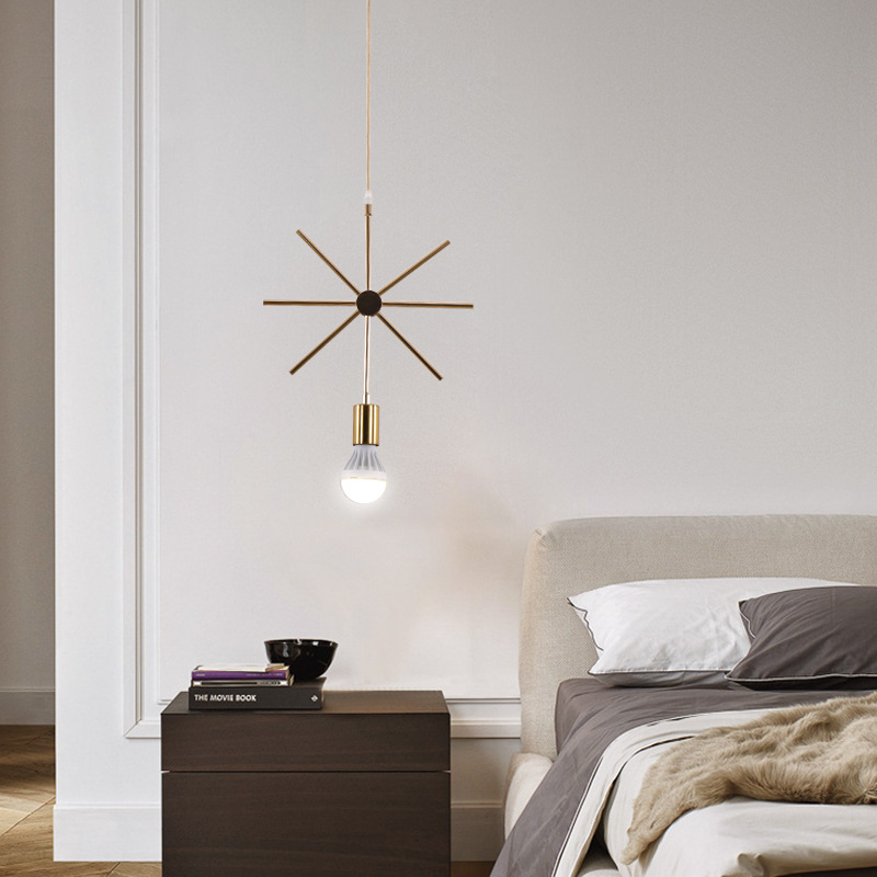 Nordic de oro de una sola cabeza pequeña lámpara de araña creativa personalizada comedor simple moderno hierro geométrico balcón lámpara de pasillo