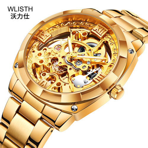 Men's watch fashion large dial fully automatic mechanical watch steel band trendy men's watch foreign trade cross-border watch male dropshipping