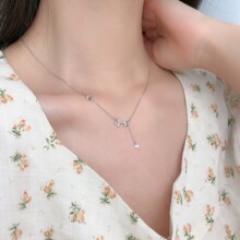 蝴蝶项链925纯银项链女短款流苏镶钻锁骨链气质名媛礼物N202