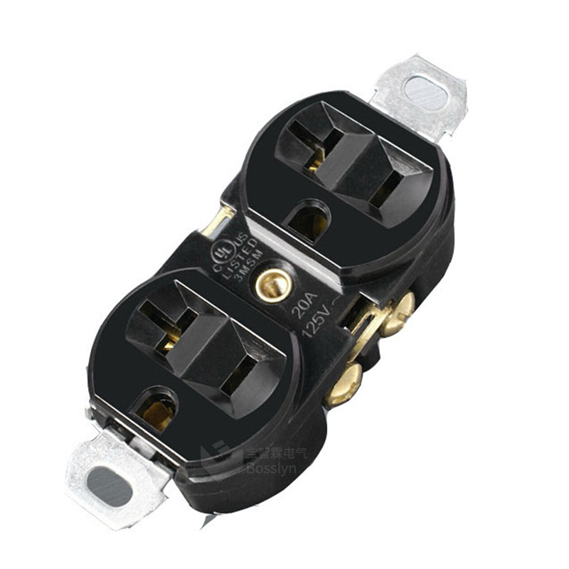 黑色美标工业插座 美式双联插座 美国加拿大工地插座NEMA 5-20R