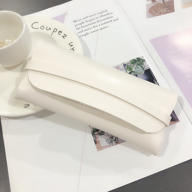 Leather handmade glasses box durable portable cassette sunglasses box PVC leather glasses soft bag wholesale