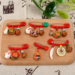 Baby suppresses shock to ensure safety, pig shock bones, dog teeth, peach basket safety pin, Dragon Boat Festival sachet, brooch, portable pendant
