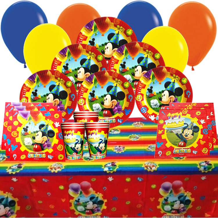 Mickey theme birthday party dressing supplies Mickey mouse thickened paper plate tablecloth paper cup disposable tableware