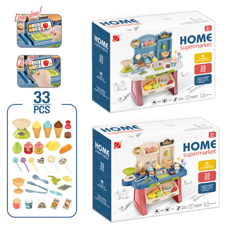 Transfronterizo mini supermercado de compras para niños helado caramelo ventas cajero juego casa Juguetes
