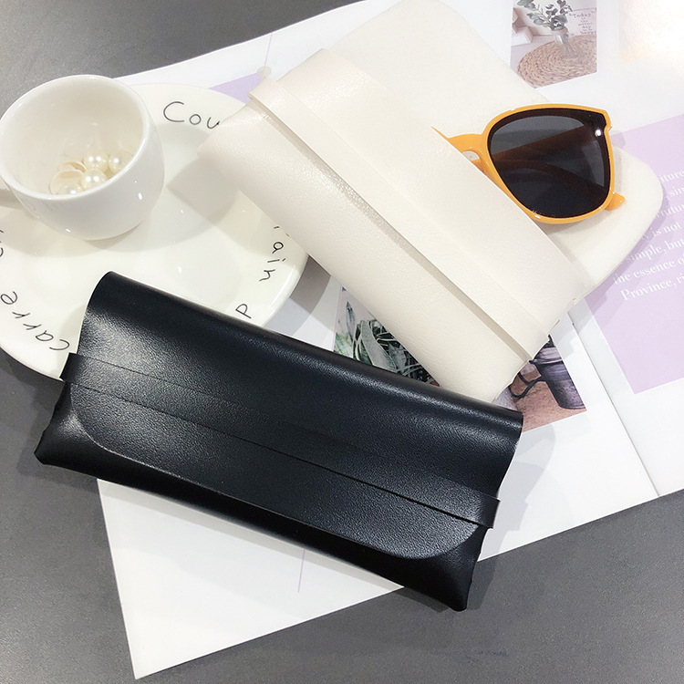 Leather handmade glasses box durable portable cassette sunglasses box PVC leather glasses soft bag wholesale