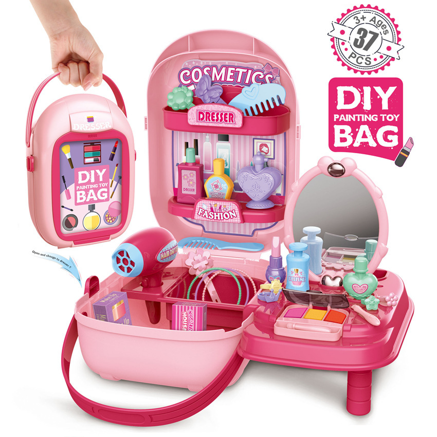 Transfronteriza simulación infantil barbacoa cocina vajilla maquillaje herramientas supermercado jugar casa pintura caja portátil médico juguete