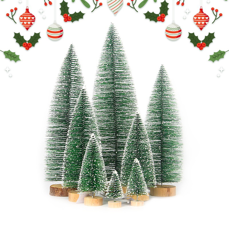 Cruz-frontera mini árbol de Navidad aguja de pino flocado árbol de Navidad blanco cedro centro comercial tienda decoración de escritorio