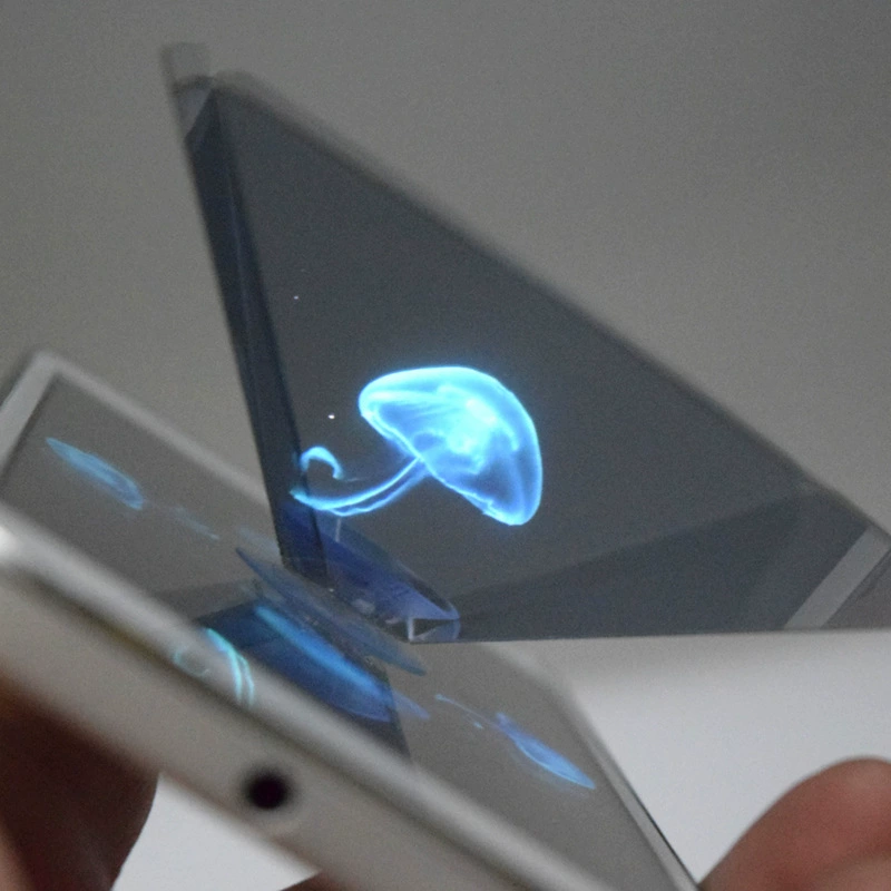 Голографическая проекция Голографическая башня треугольника проекции мобильного телефона пирамиды проекции пирамиды