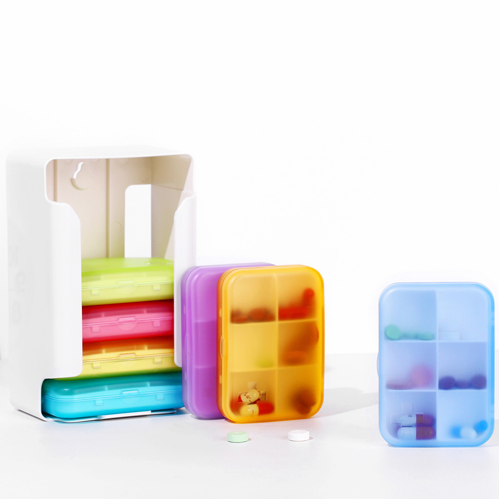 Travel Portable Six-Compartment Pill Organizer, Seven-Day Travel Pill Box