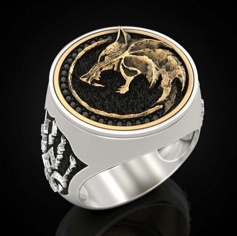 Zhen Rong wish new wizard hunter wolf claw ring European and American Viking warrior retro two-color men's ring