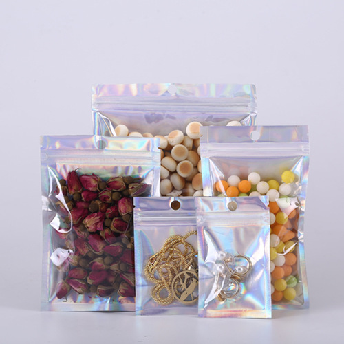 Laser yin and yang bone bags, jewelry and beauty packaging bags, digital accessories ziplock bags, data cable packaging bags