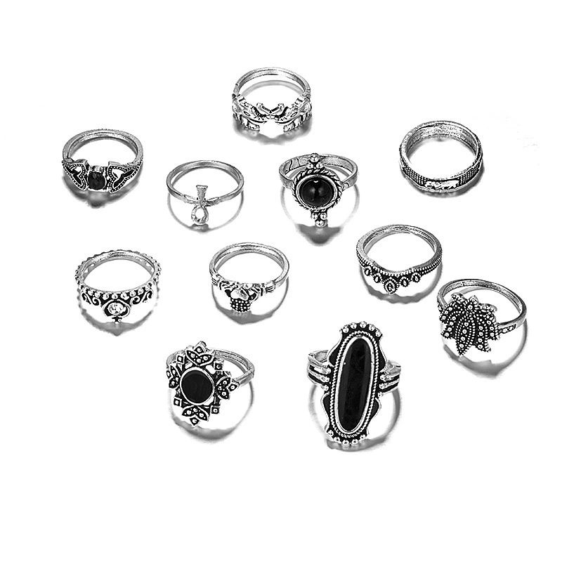 (Cross-border trading), accessory, set, ring, European style, with gem, 11 pieces