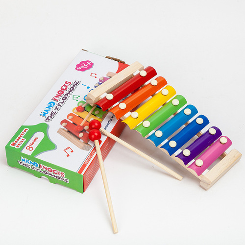 Infants and young children's wooden eight-note hand knocking piano p0.23 early education baby educational musical instrument toy 1-2-3 years old knocking piano