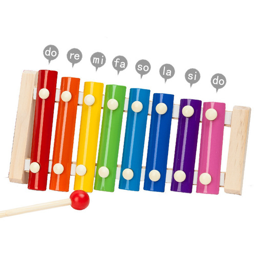 Infants and young children's wooden eight-note hand knocking piano p0.23 early education baby educational musical instrument toy 1-2-3 years old knocking piano
