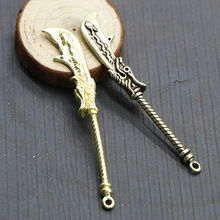 黄铜关公长刀关羽青龙偃月刀钥匙扣挂件古玩兵器挂件吊坠地摊铜器