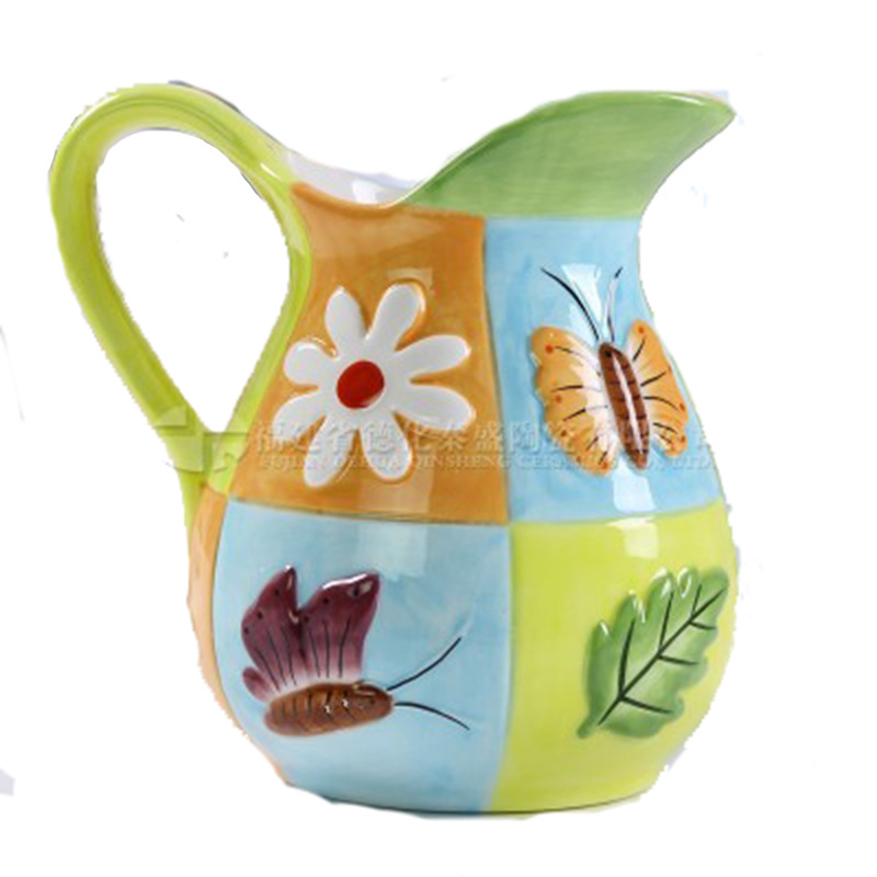 Exportación transfronteriza cerámica tetera de agua pintada tetera de flores casera taza de leche con mango taza de regalo casera logotipo