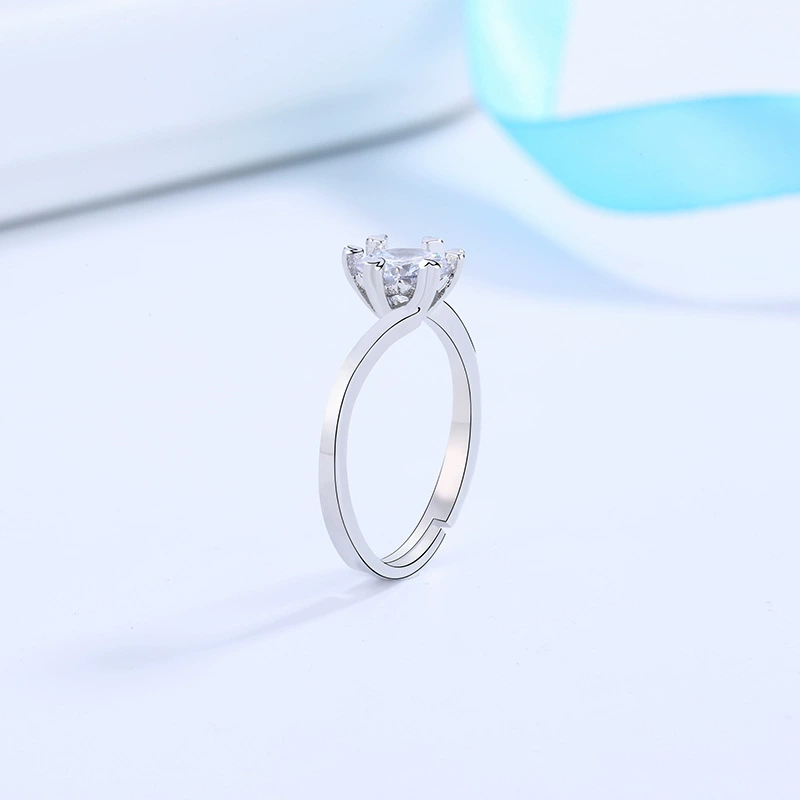 Copper ring with zircon, fashionable accessory, bright catchy style