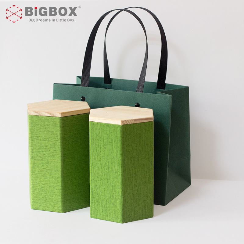 可批发六角茶叶罐 小号木盖六角礼品包装盒 六角棱形木质茶叶盒