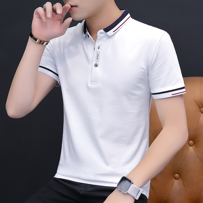 Camiseta de verano para hombre 2023 nueva camisa de polo casual de manga corta de algodón de solapa delgada Superior de Negocios para hombre