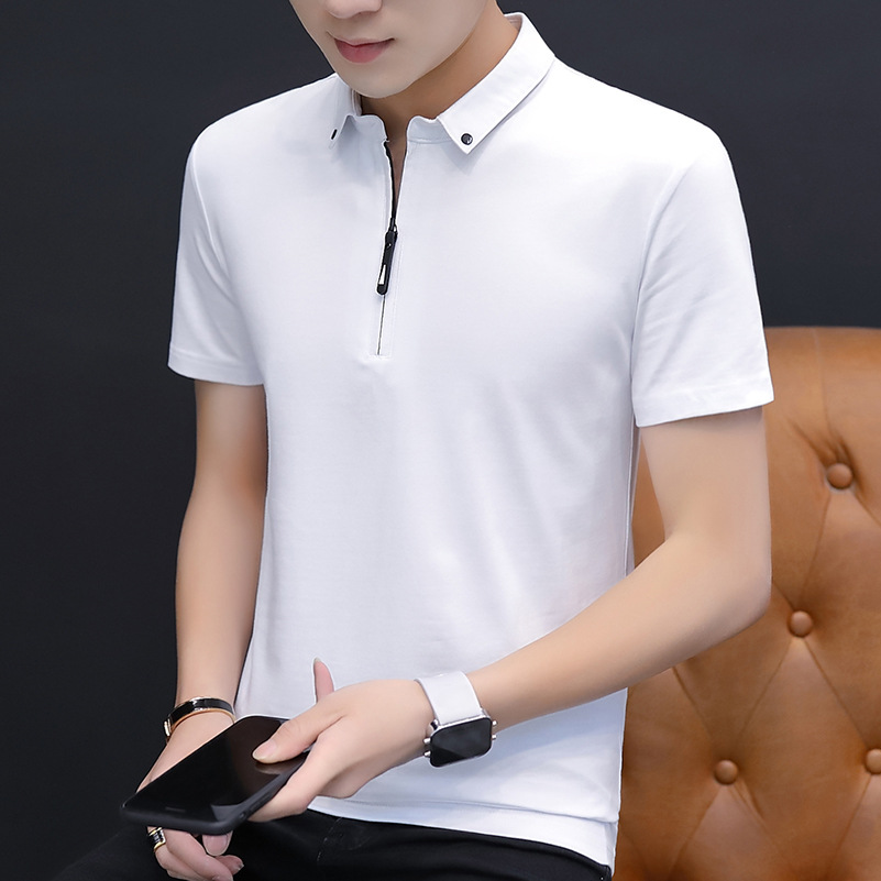 Camisa de polo de los hombres 2022 verano nueva camiseta de manga corta bordada camiseta de media manga de algodón de color sólido delgado de la moda de los hombres