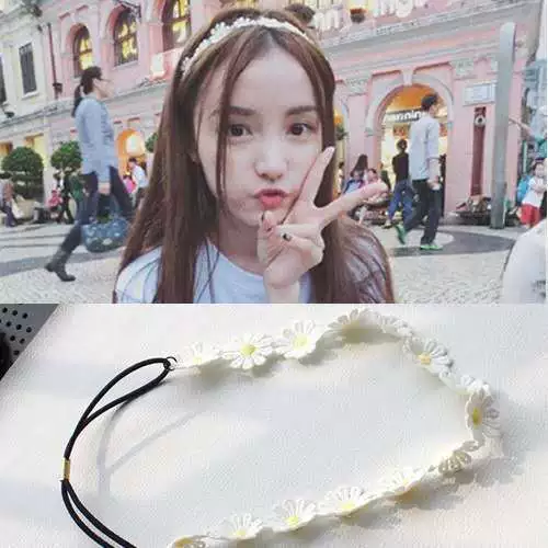 Южная Корея Весна и лето богемная маленькая креповая Хризантема Солнечный цветок повязка для волос повязка на голову Эластичные аксессуары для волос повязка на голову