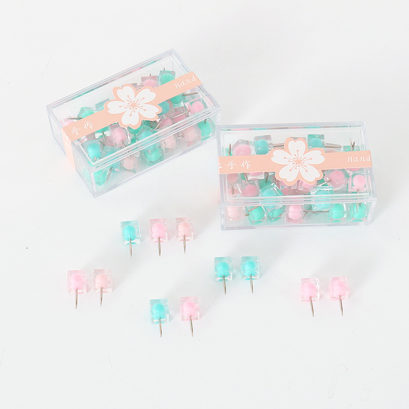 Cross-border Amazon jelly color square colored plastic push pin candy color nail cork pin photo wall nail