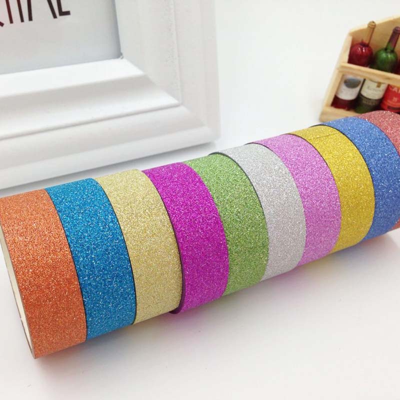 Amazon transfronterizo creativo DIY polvo de oro cinta decorativa exquisito Arco Iris brillo cinta decorativa álbum