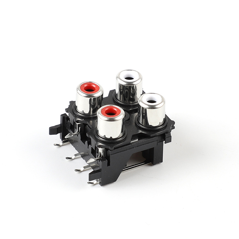 直销RCA-413/413A 4位莲花座音视频插座AV4-8.4-13 AV同芯插座6脚