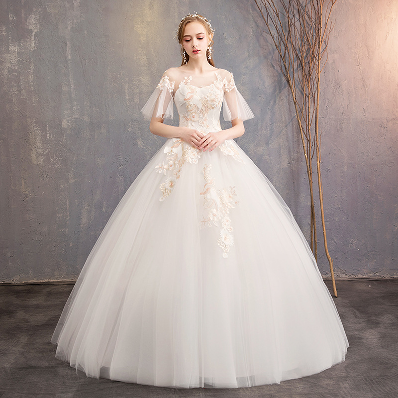 Wholesale Main Wedding Dress 2025 New Bridal Floor-Length One-Shoulder Trumpet Sleeve French Hepburn Wedding Dress Female Manufacturer