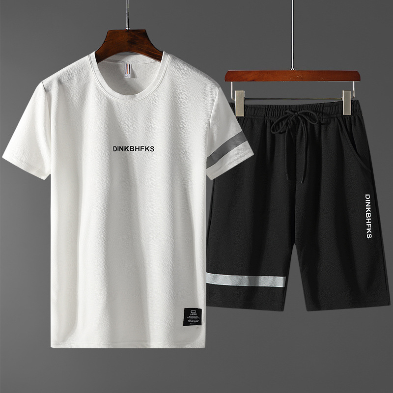 Camiseta de manga corta para hombre traje de verano para Hombre Ropa traje de seda de hielo de moda con camiseta hermosa marca de moda de media manga