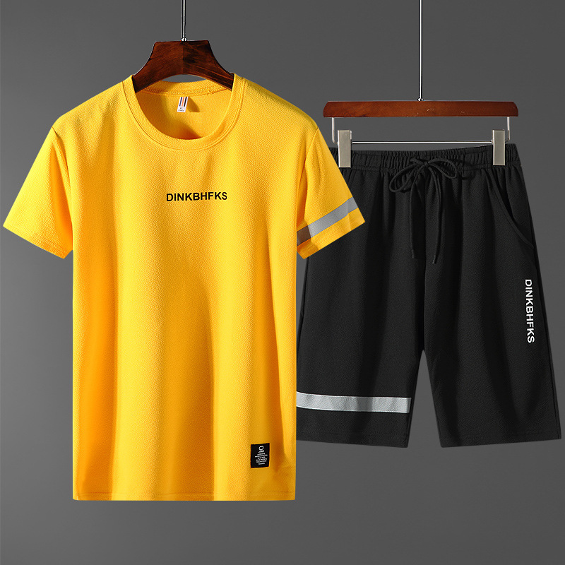 Camiseta de manga corta para hombre traje de verano para Hombre Ropa traje de seda de hielo de moda con camiseta hermosa marca de moda de media manga