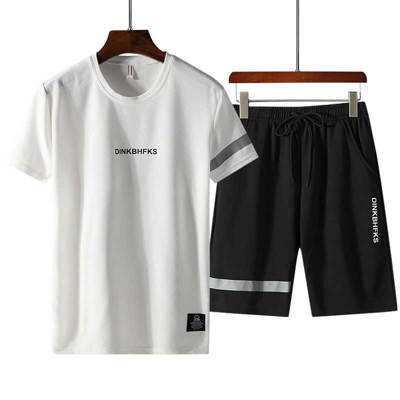 Camiseta de manga corta para hombre traje de verano para Hombre Ropa traje de seda de hielo de moda con camiseta hermosa marca de moda de media manga