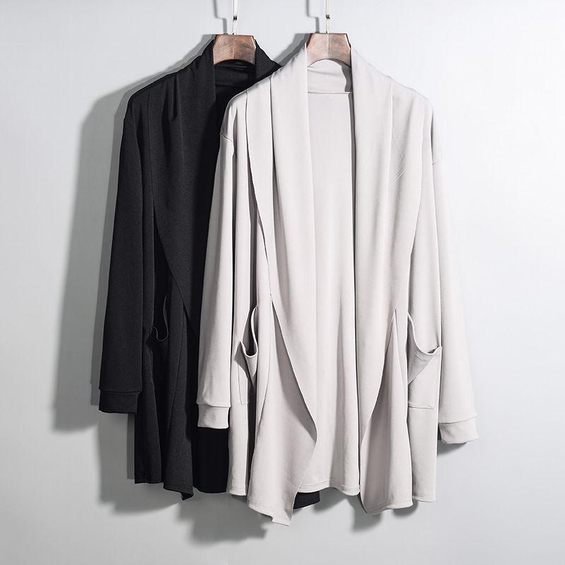 Venta caliente estilo japonés Pull-estilo abrigo de alta calidad de la calle cazadora primavera y otoño de los hombres de mediados de longitud capa de la Rebeca de moda