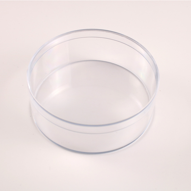 Fábrica al por mayor 120ml caja de plástico redonda de grado alimenticio transparente sellado cristal barro embalaje pequeña caja redonda con tapa